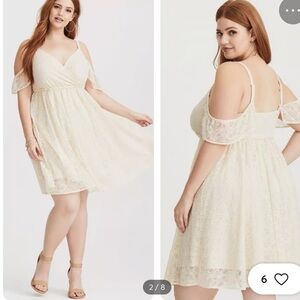 Torrid Ivory Lace Cold Shoulder Mini Dress